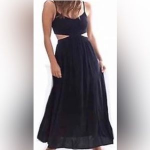 aerie black maxi dress with cutouts